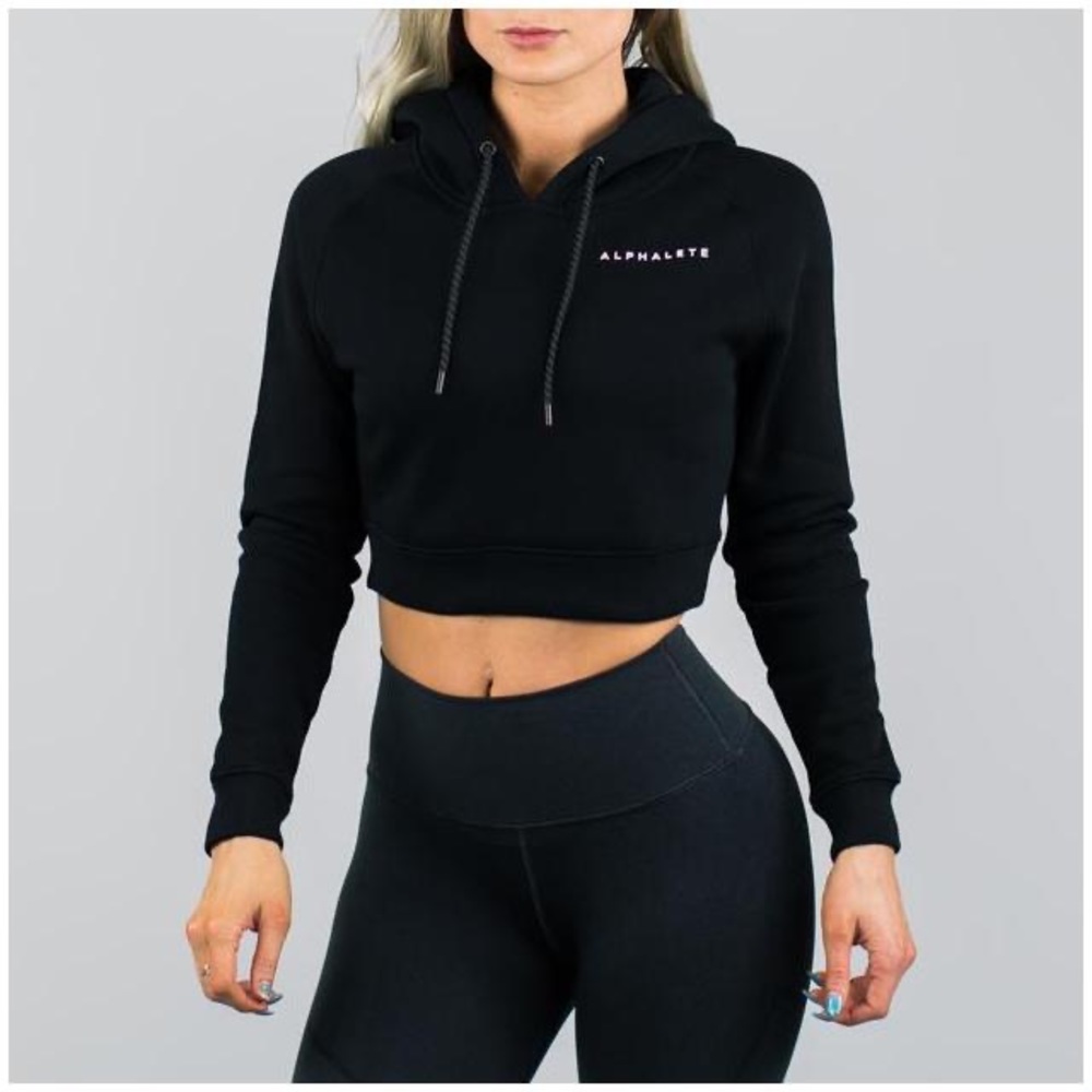 Alphalete cropped performance hoodie XS Black